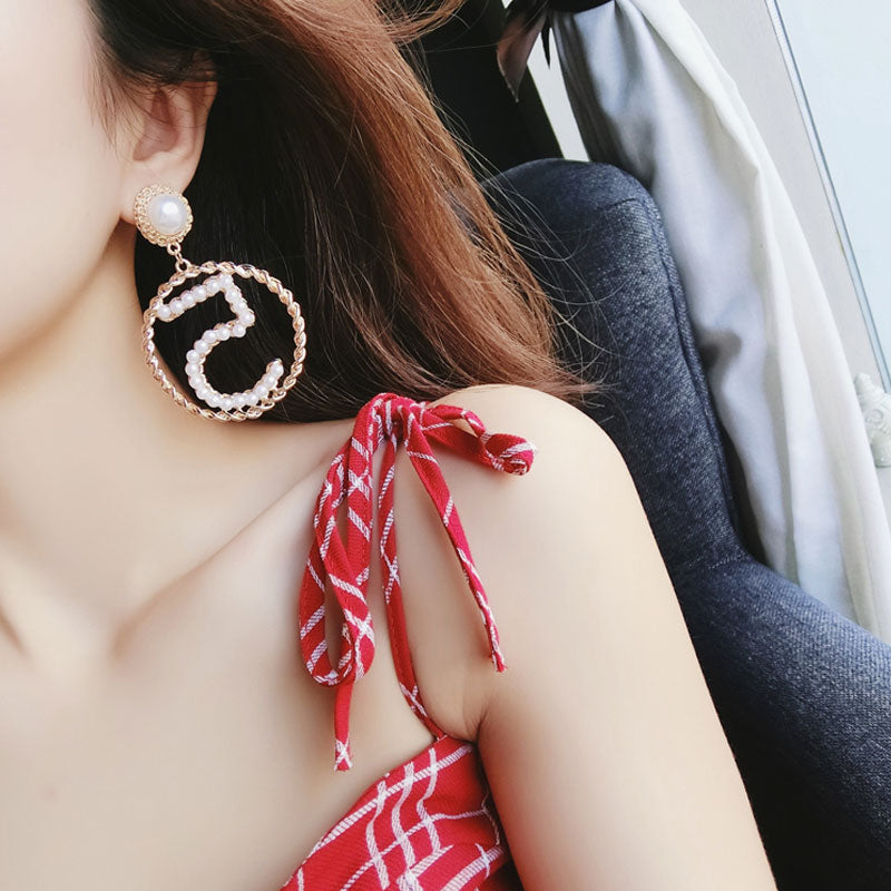 Fashion Famous Luxury Brand Designers Simulated pearls Letter 5 Long Charm Dangle Earrings Brincos For Women