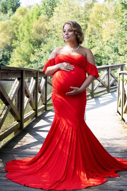 Red Maternity Gown, Red Pregnancy Dress, Maternity Photoshoot Dress, T