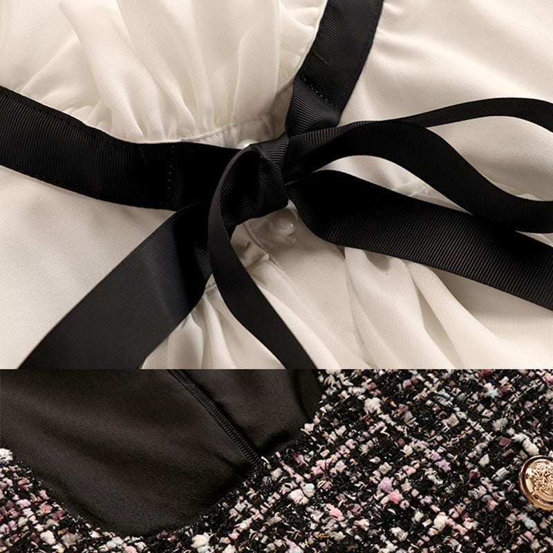 Autumn  2 Piece Set Overalls Dress Elegant Ruffles Chiffon