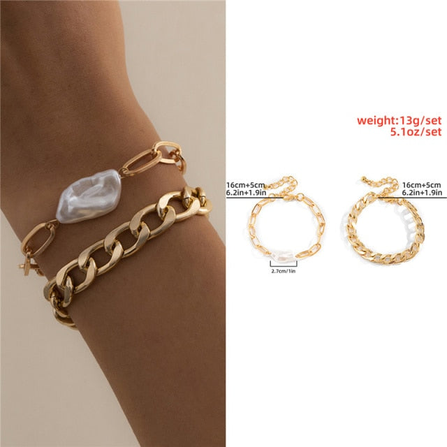5Pcs/Set Snake Link Charm Bracelets Bangles Couple Fashion Wrist Jewelry