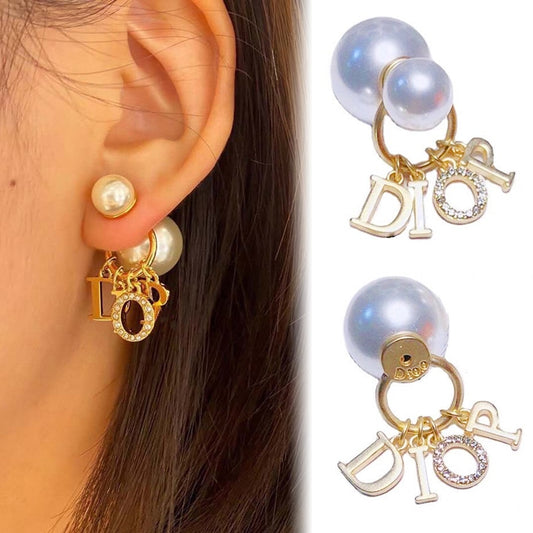 STUNNING!!!!Pearl Earrings Letter Piercing Ear Stud